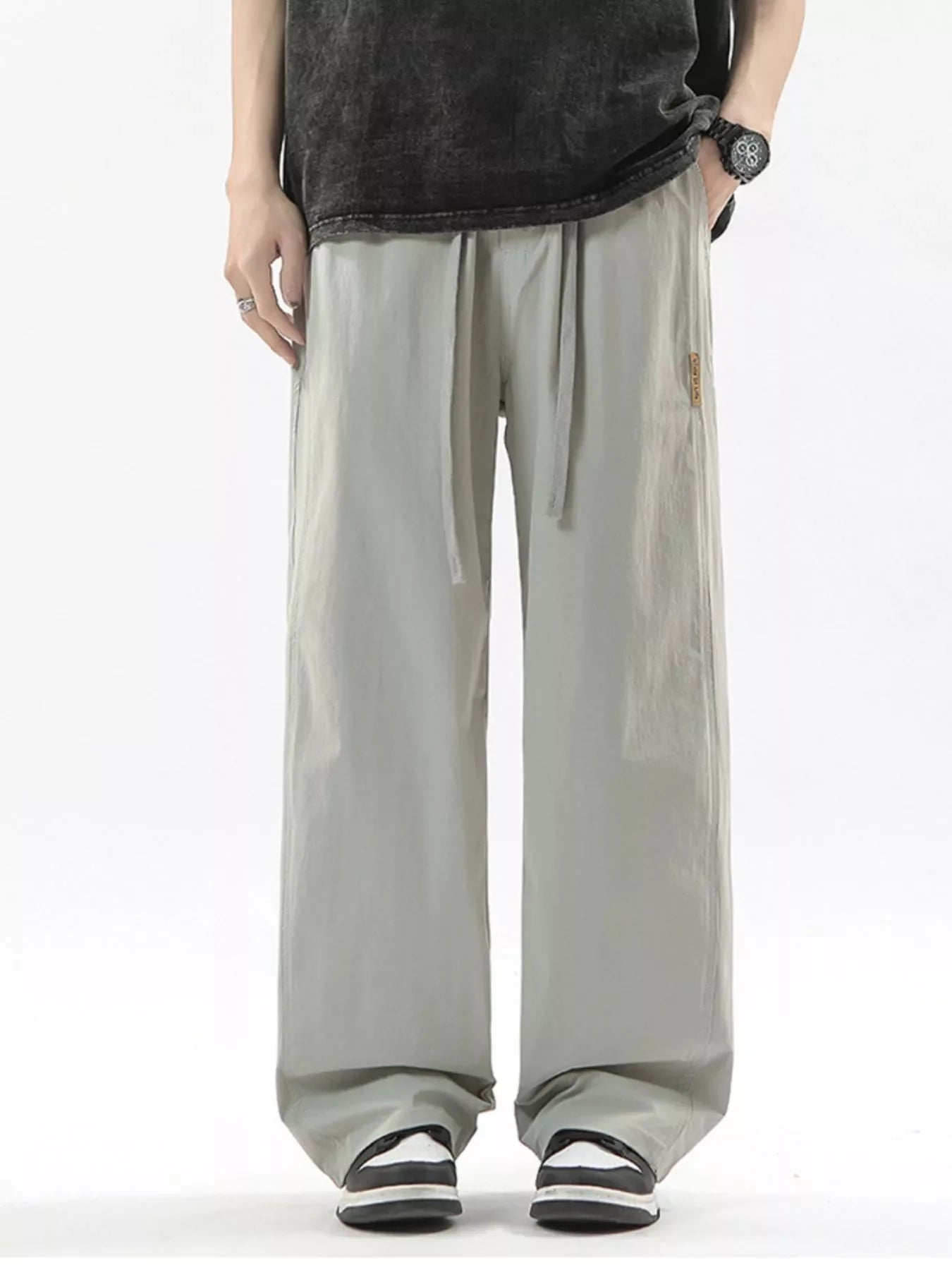 Men's Full Size Loose Fit Drawstring Wide Leg Pants Plus Size