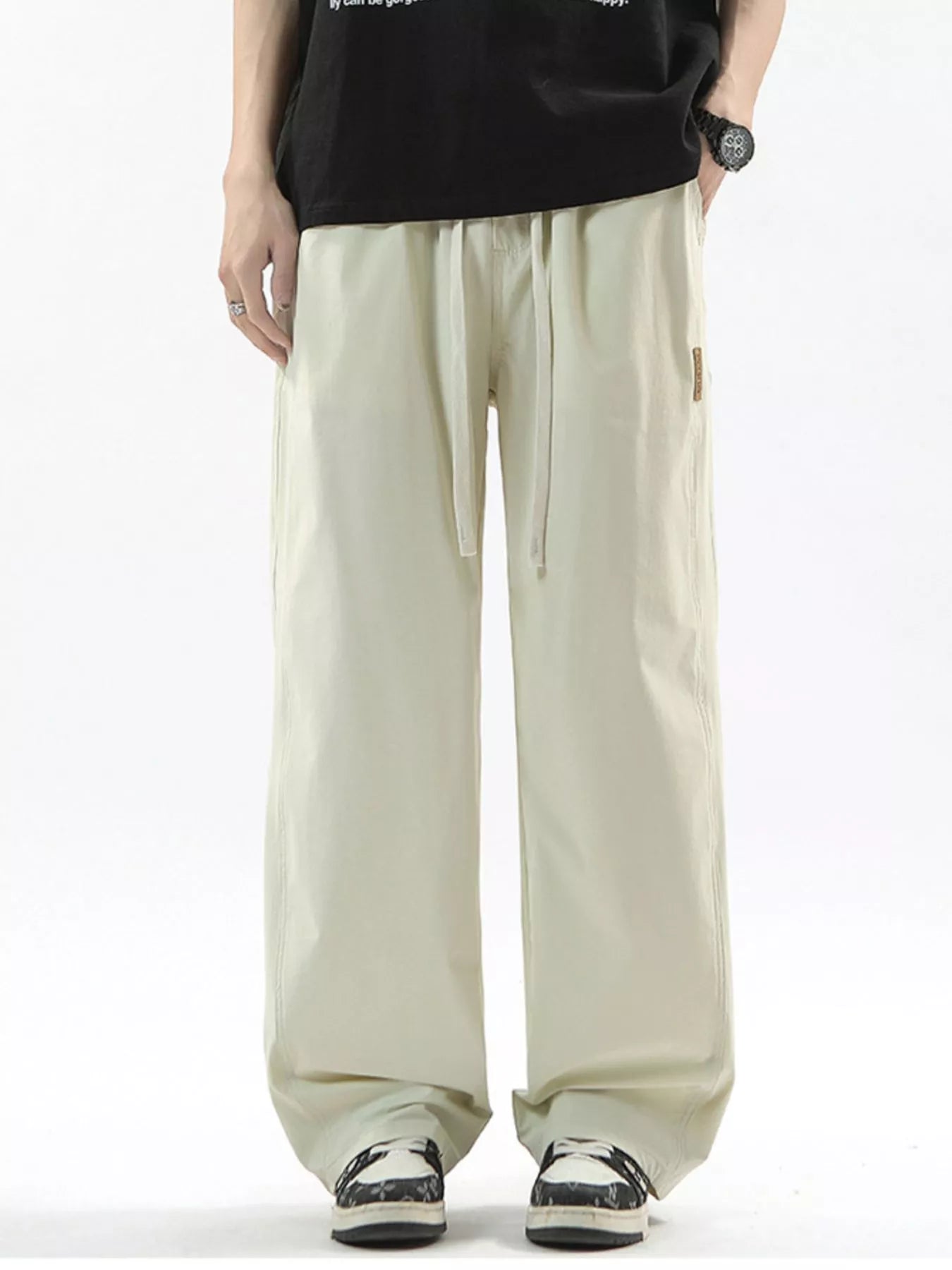Men's Full Size Loose Fit Drawstring Wide Leg Pants Plus Size
