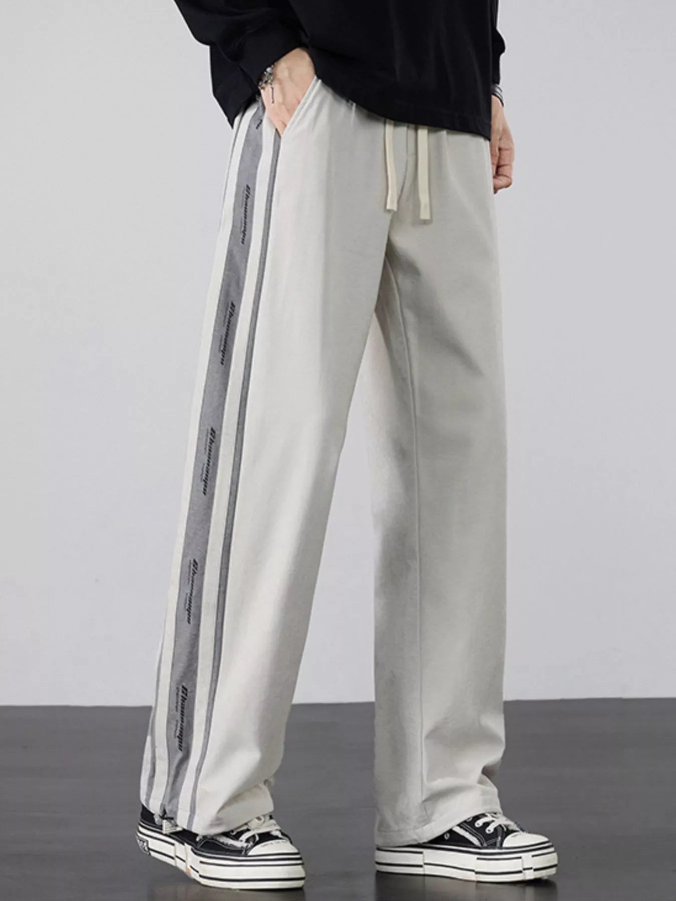 Men's Plus Size Striped Side Loose Fit Casual Pants