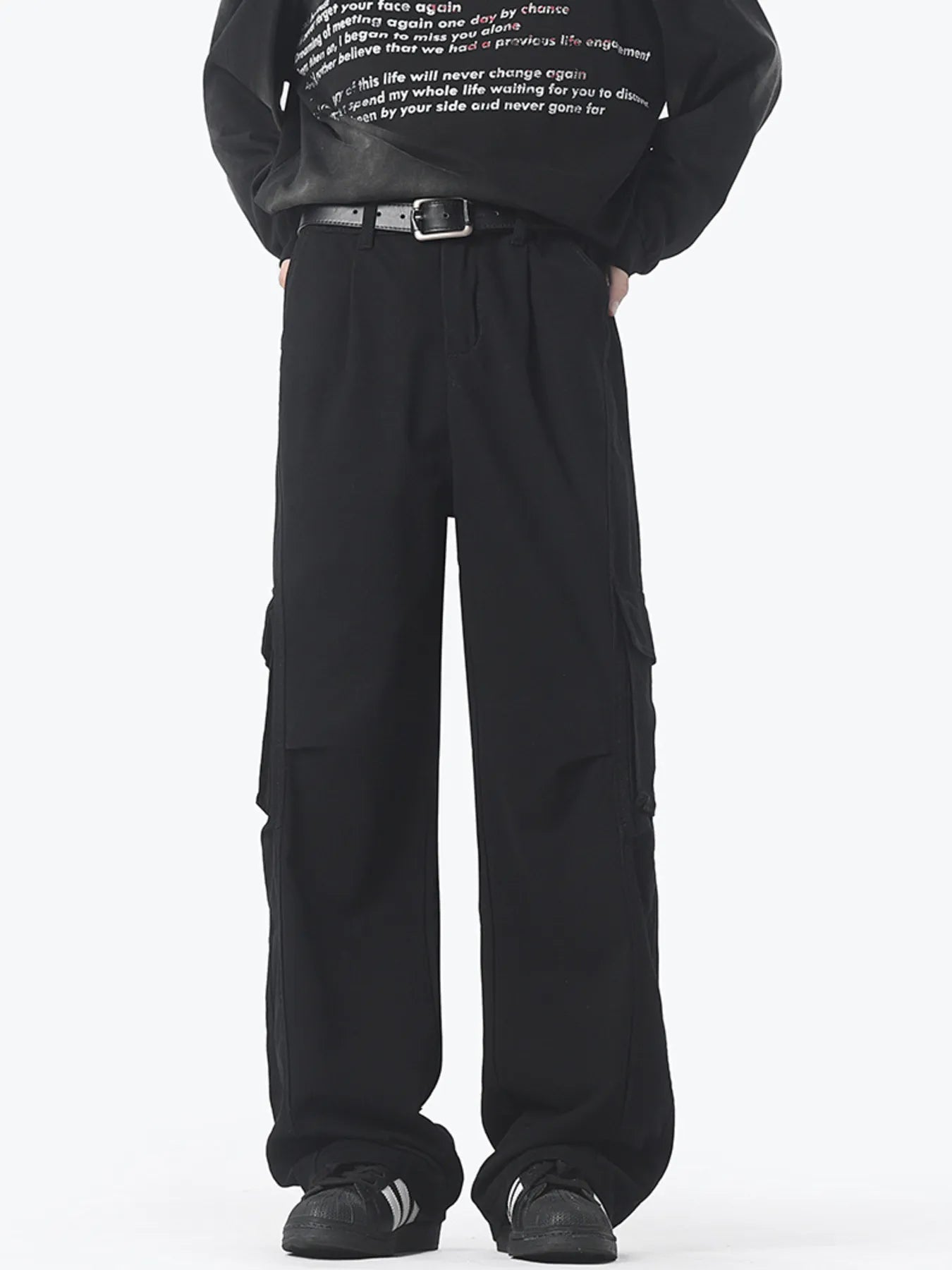 Men's Washed Loose Fit Wide Leg Cargo Pants